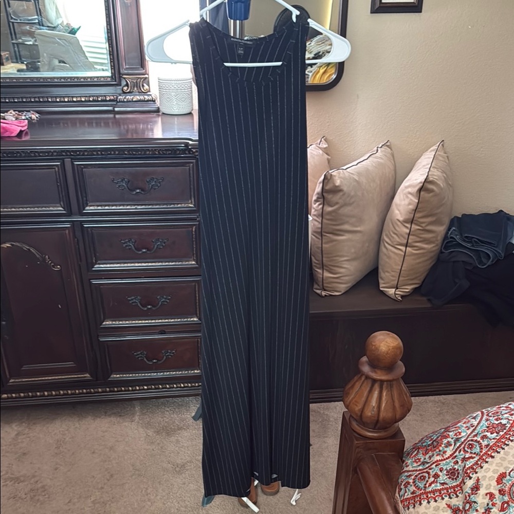 Banana Republic Black and White Striped Maxi Dress